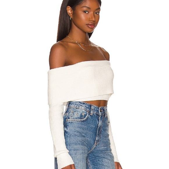 Superdown Lyla Crop Sweater from REVOLVE- white - Picture 2 of 6